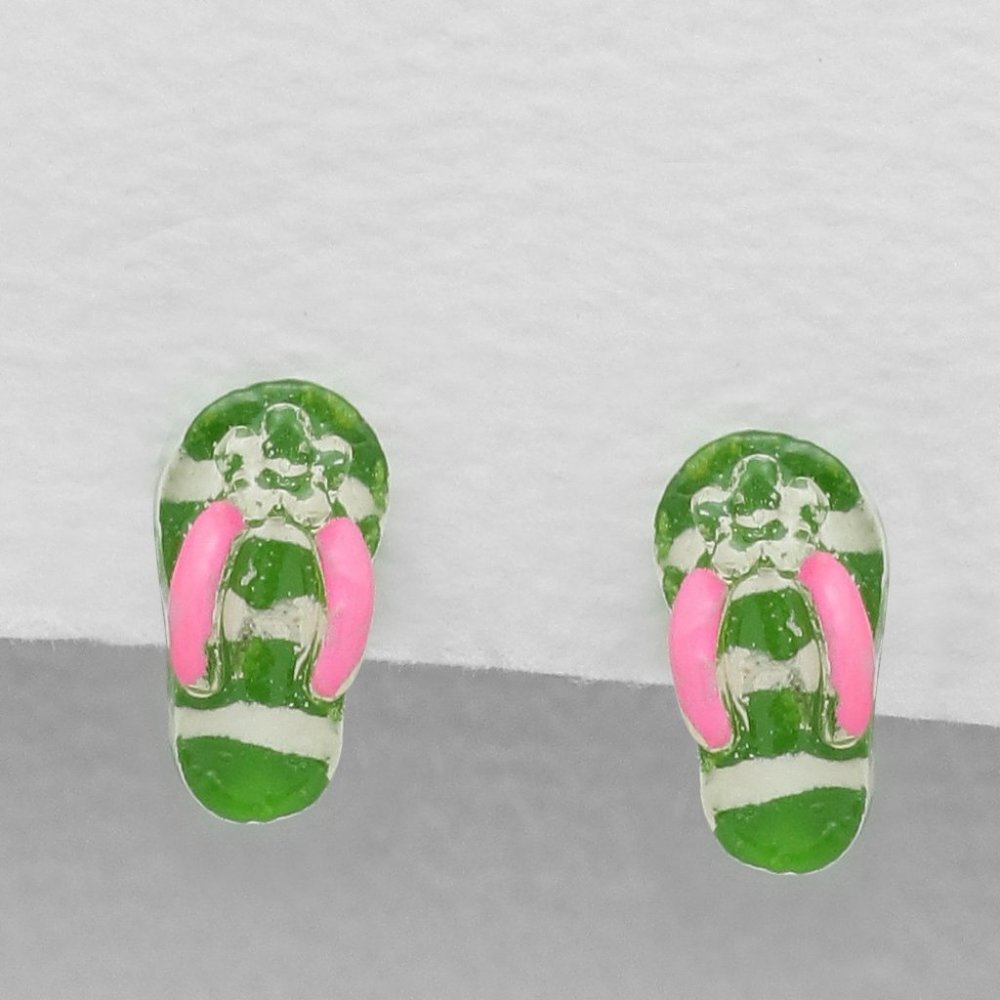 SS Flip Flop & Sandal Earrings /Colored Enamel
